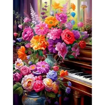 Mozaiková sada HUACAN DIAMOND PAINTING - DIAMANTOVÁ MOZAIKA - VE VÁZE 19