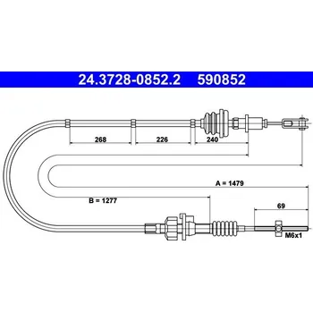 Spojkové lanko Tažné lanko, ovládání spojky ATE 24.3728-0852.2