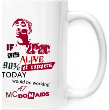 Hrnek malý bílý s potiskem Hrníček 2pac - If 2pac was alive - bílý