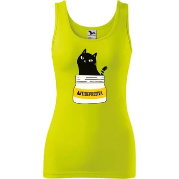 Dámské oblečení DOBRÝ TRIKO Dámské tílko s kočkou ANTIDEPRESIVA Velikost: 2XL, Barva: Limetková