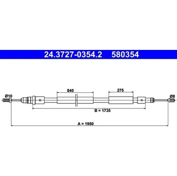 Lanko parkovací brzdy Tažné lanko, parkovací brzda ATE 24.3727-0354.2