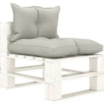 Zahradní pohovka vidaXL Zahradní středová pohovka z palet s taupe poduškami dřevo