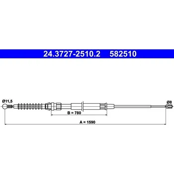 Lanko parkovací brzdy Tažné lanko, parkovací brzda ATE 24.3727-2510.2