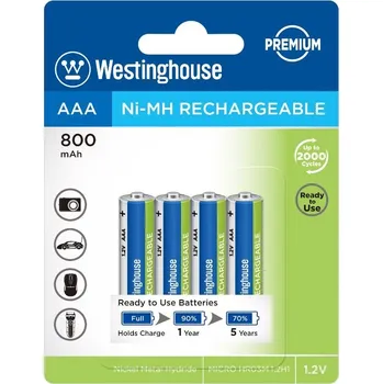 Článková baterie Akumulátor Westinghouse AAA PREMIUM NiMH 800mAh, bl.4ks