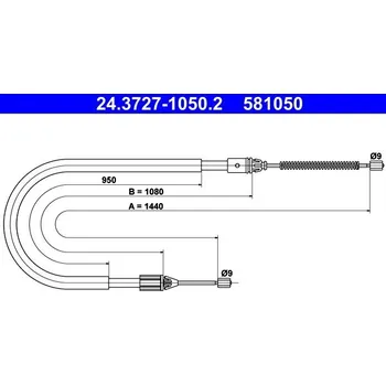 Lanko parkovací brzdy Tažné lanko, parkovací brzda ATE 24.3727-1050.2