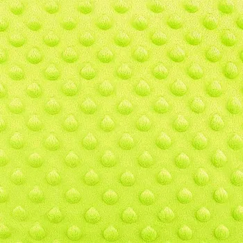 Pro Háčkování Látka Minky s 3D puntíky ostrá žlutozelená