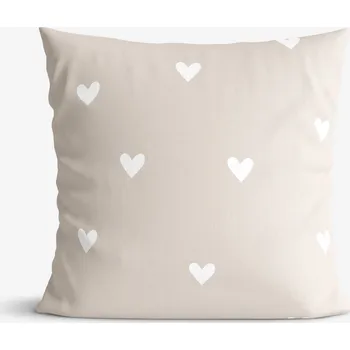 Povlak na dekorativní polštářek Bavlněný povlak na polštář - Srdíčka na latte 40 x 60 cm