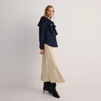 Dámská sukně Reserved - Plisovaná sukně z imitace semiše - krémová - 6687B-01X - 6687B-01X-S