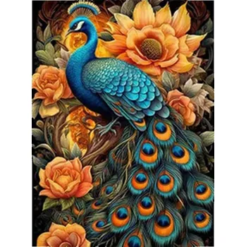 Diamantové malování HUACAN DIAMOND PAINTING - DIAMANTOVÁ MOZAIKA - PÁV 01