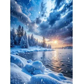 Diamantové malování HUACAN DIAMOND PAINTING - DIAMANTOVÁ MOZAIKA - ZIMNÍ 11