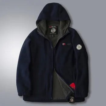 Pánské oblečení Zimní fleecová mikina s kapucí Barva: Tmavě Modrá, Velikost: M