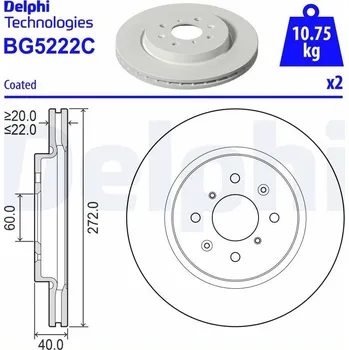 Brzdový kotouč Brzdový kotouč DELPHI BG5222C