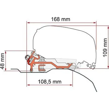 Příslušenství ke karavanu Adaptér pro Fiat Ducato H2 na markýzy Fiamma F80S barva černá