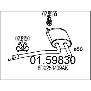 Tlumič výfuku Střední tlumič výfuku MTS 01.59830