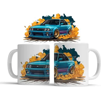 Hrnek JDM modré auto závodní driftující II - Červená