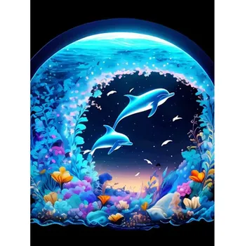 Mozaiková sada HUACAN DIAMOND PAINTING - DIAMANTOVÁ MOZAIKA - DELFÍN 24
