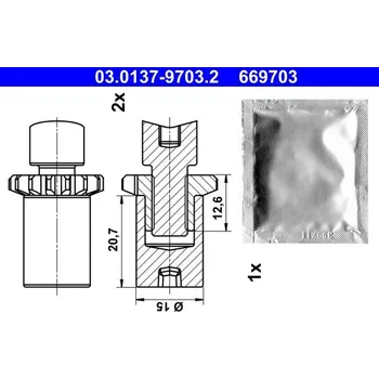 Brzdová čelist Sada příslušenství, parkovací brzdové čelisti ATE 03.0137-9703.2