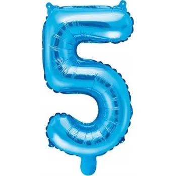 Balónek Fóliový balónek PartyDeco Číslice 5, 35 cm, modrý