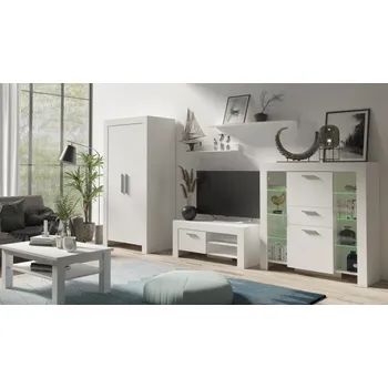 Obývací stěna Jurek Meble Obývací sestava Cezar Zvolte barevné provedení: Bílá, LED osvětlení: Ne