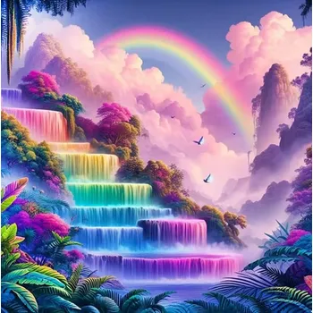 Diamantové malování HUACAN DIAMOND PAINTING - DIAMANTOVÁ MOZAIKA - VODOPÁD 14