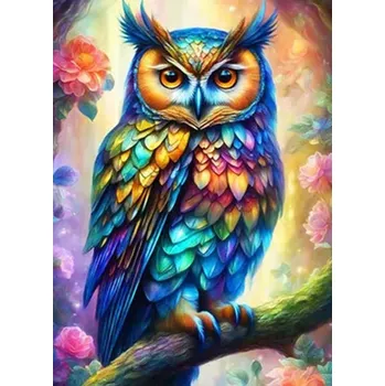 Diamantové malování HUACAN DIAMOND PAINTING - DIAMANTOVÁ MOZAIKA - SOVA 21