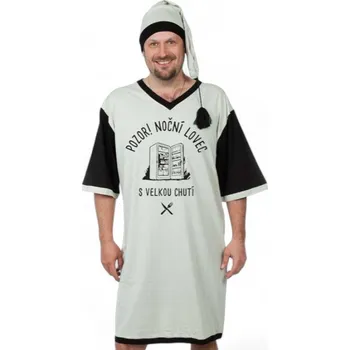 Dámské noční prádlo Noční košile Pozor noční lovec! - velikost XXL, Barva Šedá