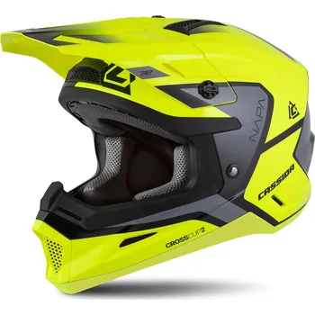 Helma na motorku Přilba cross cup 2 napa, cassida (žlutá fluo/černá/šedá perleť, vel. s)
