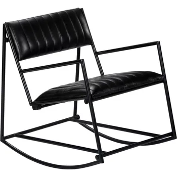 Křeslo vidaXL Houpací křeslo černé pravá kůže
