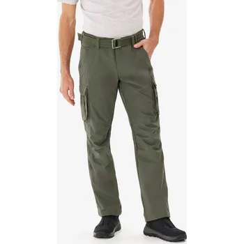 Pánské kalhoty FORCLAZ Pánské turistické kapsáčové kalhoty Travel 100 38 ZELENÁ