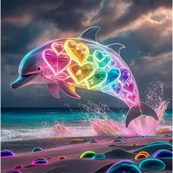 Diamantové malování HUACAN DIAMOND PAINTING - DIAMANTOVÁ MOZAIKA - DELFÍN 02