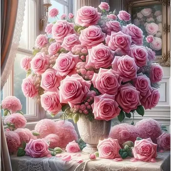 Diamantové malování HUACAN DIAMOND PAINTING - DIAMANTOVÁ MOZAIKA - RŮŽE 05