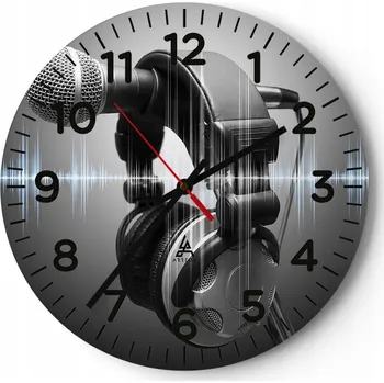 Hodiny Velké nástěnné hodiny 40x40 Mikrofon Skleněné hodiny Kulatý Tiché