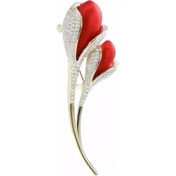 Brož Amparo Miranda® Brož Flower B4177, Barva Červená