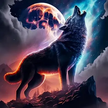 Diamantové malování HUACAN DIAMOND PAINTING - DIAMANTOVÁ MOZAIKA - VLK 09