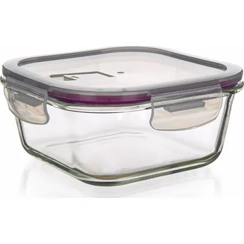 Dóza na potraviny dóza LORA čtverc. 0,3l 11,5x11,5x5,5cm skl.+PP víčko TRA/BORDO