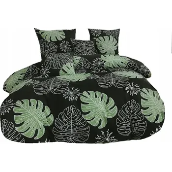 Povlečení POVLEČENÍ POTŘEBY 160X200 BAVLNA SADA POVLEČENÍ + POVLAKY NA POLŠTÁŘE ZELENÉ LISTY