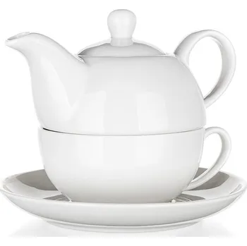 Konvice na čaj konvička + šálek a podšálek keramika BÍ 3 díly