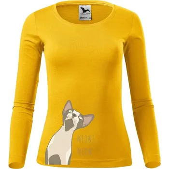 Dámské oblečení Dámské tričko s dlouhým rukávem Sphynx Velikost: XS, Barva: Žlutá