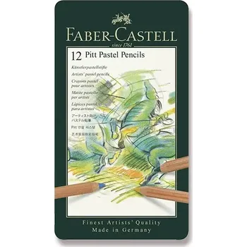 Umělecké pastely Faber-Castell Pitt Pastel - plechová krabička, 12 barev