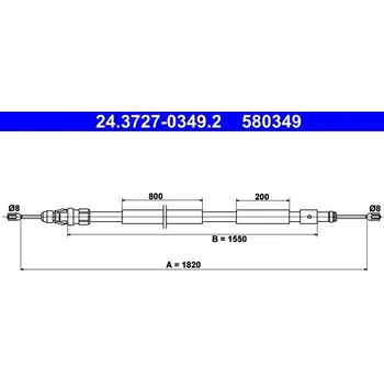 Lanko parkovací brzdy Tažné lanko, parkovací brzda ATE 24.3727-0349.2