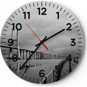 Hodiny Velké nástěnné hodiny na zeď 40x40 Most Skleněné hodiny Kulatý Tiché