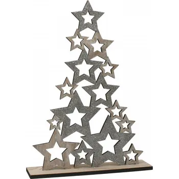 Vánoce dekorace Stromek hvězdy glitr 30cm dřevo