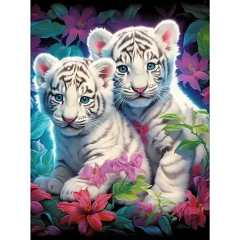 Diamantové malování HUACAN DIAMOND PAINTING - DIAMANTOVÁ MOZAIKA - TYGR 10