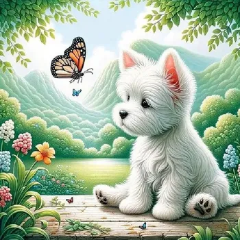 Diamantové malování HUACAN DIAMOND PAINTING - DIAMANTOVÁ MOZAIKA - PES 29