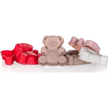 Nádoba na pečení formička medvídek,sada 6díl.,7,5x7,5x1,8cm silikon mix barev