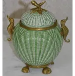 Zámecká dóza s mořskými koníky-porcelán + bronz