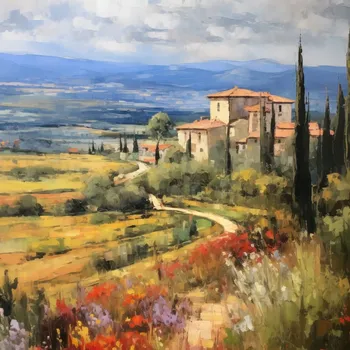 Plakát Plakát Toskánské ranní výhledy bez rámu 60 x 60 cm