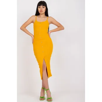 Dámské šaty RUE PARIS Bavlněné žebrované šaty světle oranžové Velikost: L