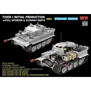 Plastikový model Ryefield model 1/35 Pz.Kpfw. VI Ausf. E Tiger I Initial Production Standard Edition w/Full Interior & Cutaway Parts