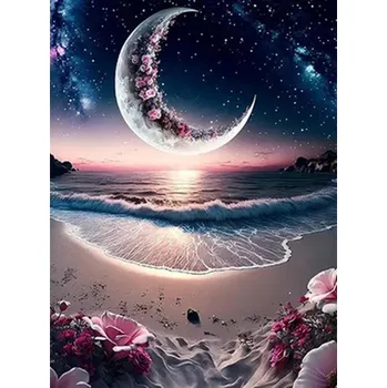 Diamantové malování HUACAN DIAMOND PAINTING - DIAMANTOVÁ MOZAIKA - MĚSÍC 21